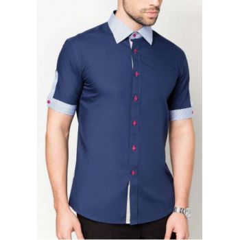 Apparel Blue Half Sleeves Check Contrast Designer Shirt Code Vintage 2 Ea
